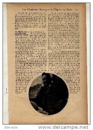 Article De 1908 " Les Chanteurs étrangers A L´OPERA De PARIS." CHALIAPINE Et Ermolenko - French Authors