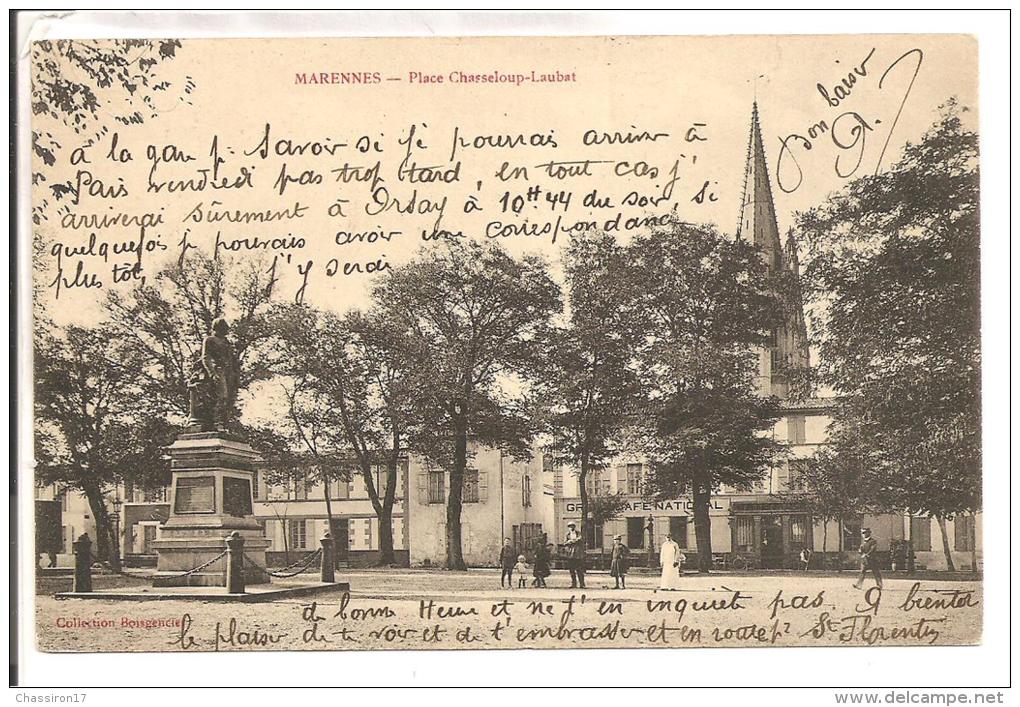 17 - MARENNES -lot De 2 Cartes - Place Et  Statue De Chasseloup-Laubat - Petite Animation - Marennes