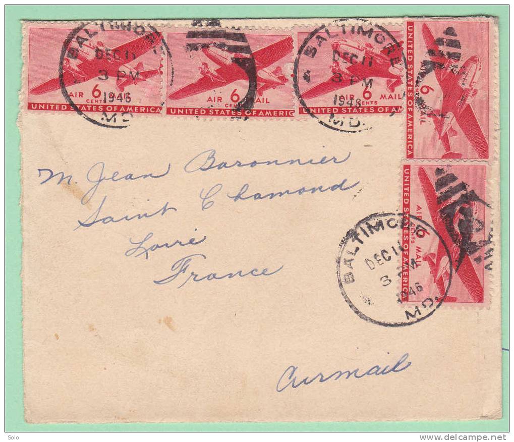 Sur Env.  CAD BALTIMORE Du 11 Déc. 1946 Sur Affranch. AIR MAIL - Poststempel