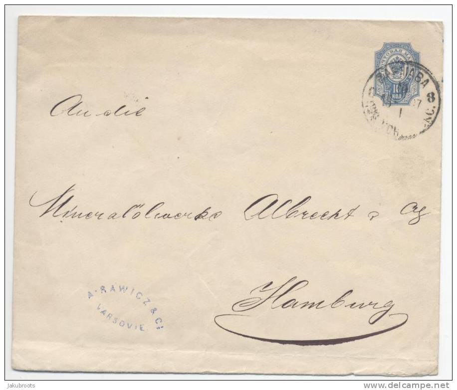 Poland,  Imperial  Russia  Occupation  COVER  FROM  VARSOVIE / WARSAW  TO  HAMBURG - ...-1860 Voorfilatelie
