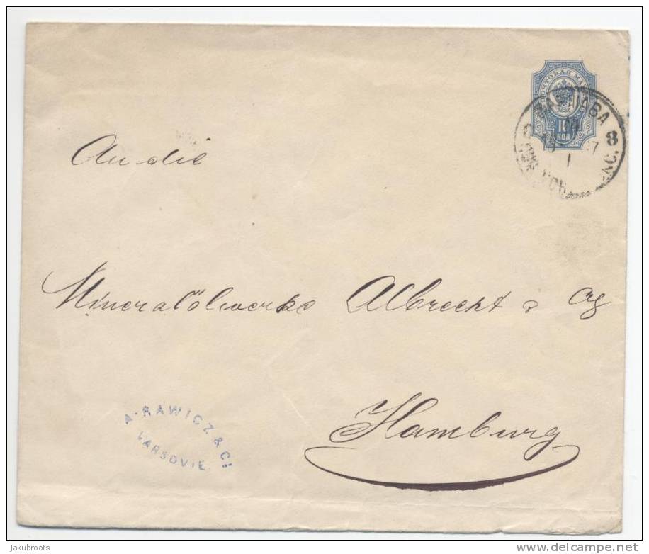 Poland,  Imperial  Russia  Occupation  COVER  FROM  VARSOVIE / WARSAW  TO  HAMBURG - ...-1860 Préphilatélie