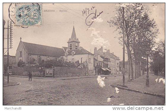 VAL D OISE.BEZONS.EGLISE  Cp Face Usure De Farine Avec Perforation En L état Voir Scan - Bezons