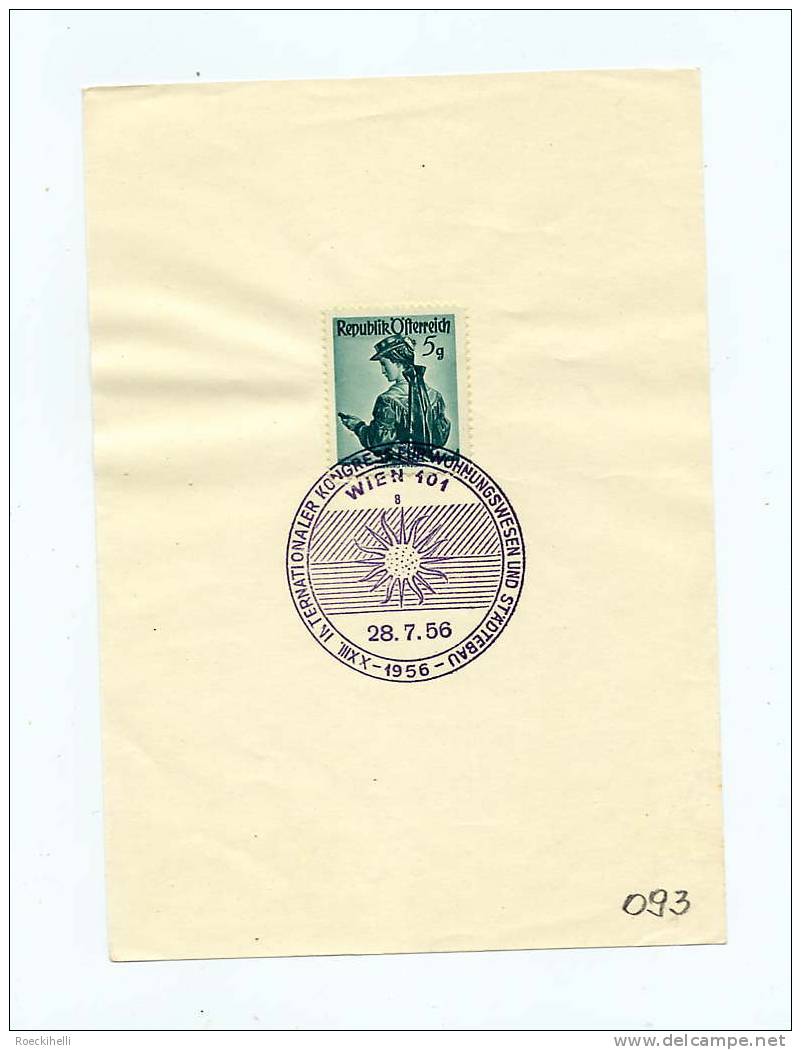 Sonderstempel-Blatt - 28.7.56 - XXIII. Internat. Kongress F. Wohnungsw. U. Städtebau (SSt 093) - Lettres & Documents
