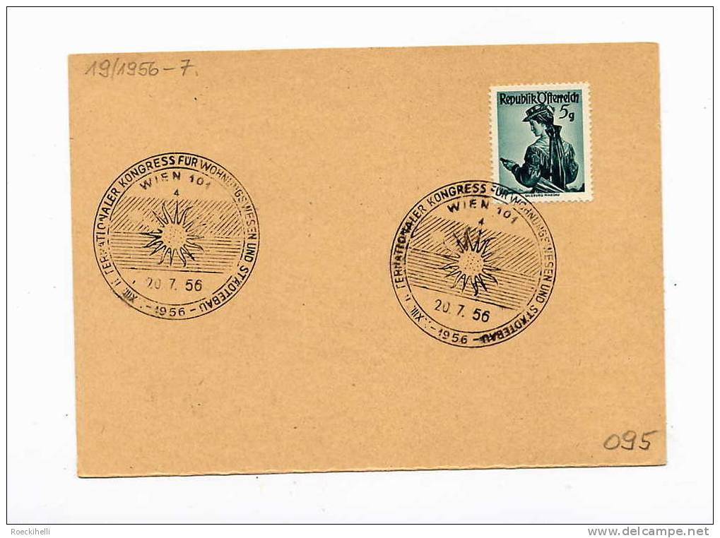 Sonderstempel-Blatt - 20.7.56 - XXIII. Internat. Kongress F. Wohnungsw. U. Städtebau (SSt 095) - Cartas & Documentos