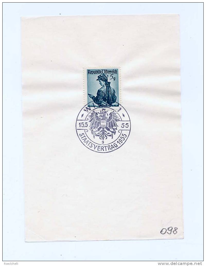 Österreich / Austria - Sonderstempel-Blatt - 15.5.55 - Staatsvertrag 1955 - Wien 1  -  (SSt 098) - Brieven En Documenten