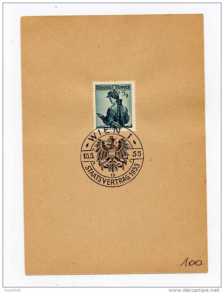 Sonderstempel-Blatt - 15.5.55 - Staatsvertrag 1955 - Wien 1  -  (SSt 100) - Briefe U. Dokumente