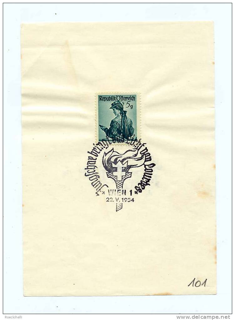 Sonderstempel-Blatt - 22.V.54 -  Wien 1 - Jungschar Bringt D. Licht  V. Lourdes   (SSt 101) - Briefe U. Dokumente