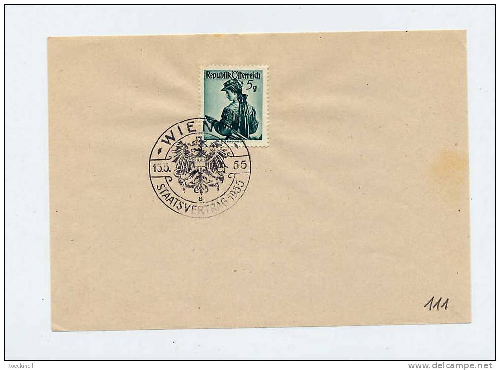 Sonderstempel-Blatt - 15.5.55 -  Staatsvertrag 1955  (SSt 111) - Briefe U. Dokumente