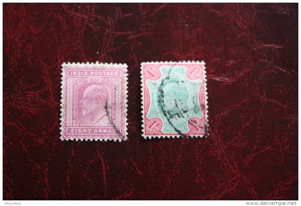 2 STAMPS - TIMBRES  DE GREAT BRITAIN GRANDE BRETAGNE ROYAUME UNI  COLONIE ANGLAISE INDIA  POSTAGE - 1902-11  Edward VII