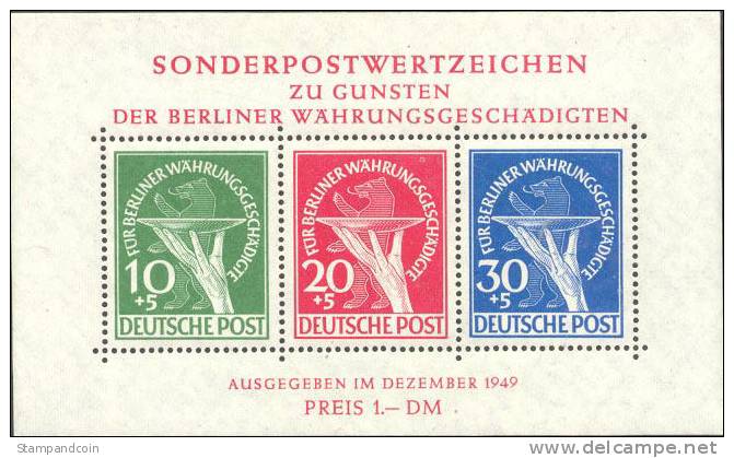 Germany Berlin 9NB3a Mint Never Hinged Souvenir Sheet From 1949 - Bloques