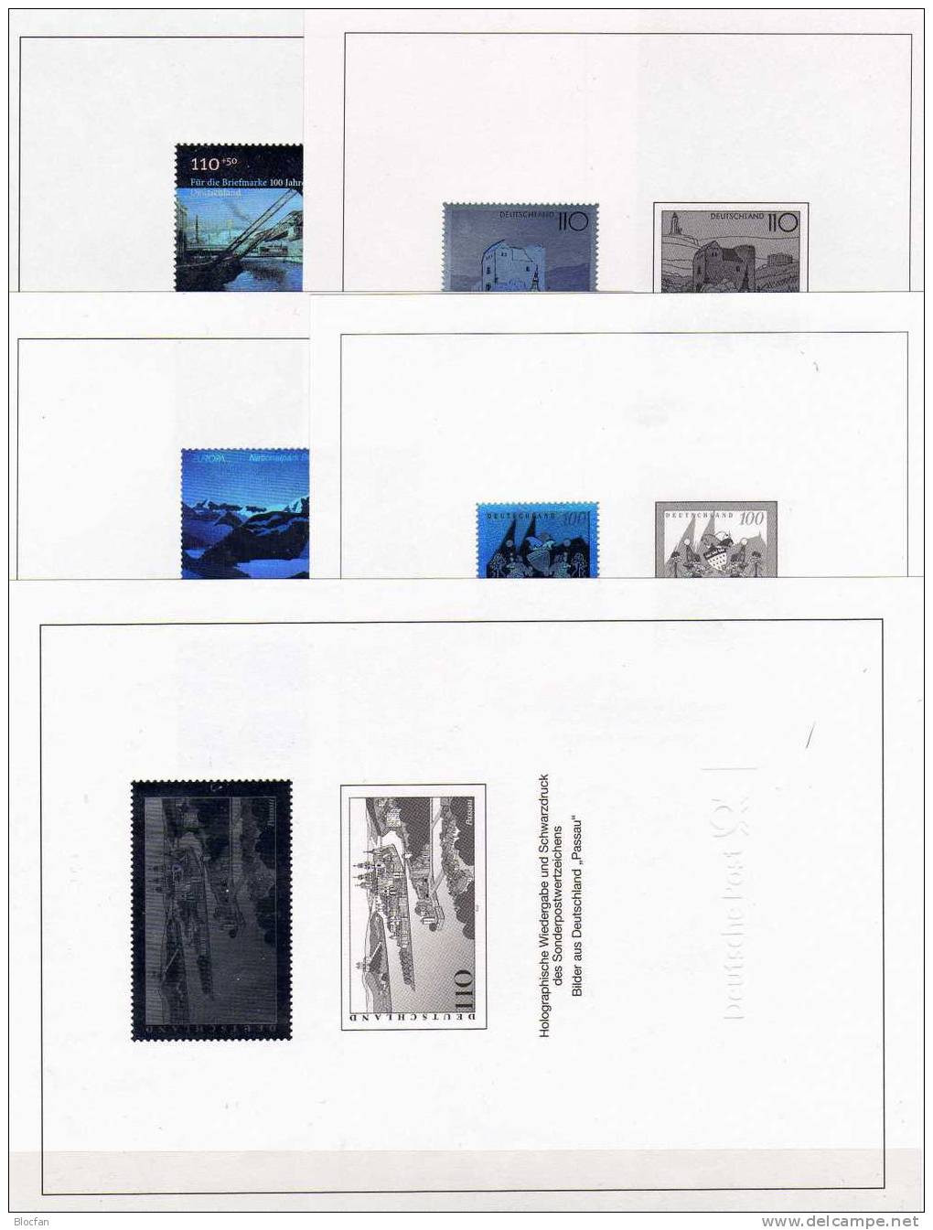 Komplett Hologramm-Marken Der BRD-Jahresblocks 1997 Bis 2001 ** 400€ Blocchi Bf Topic Bloc Black Print Sheet Of Germany - Hologramas