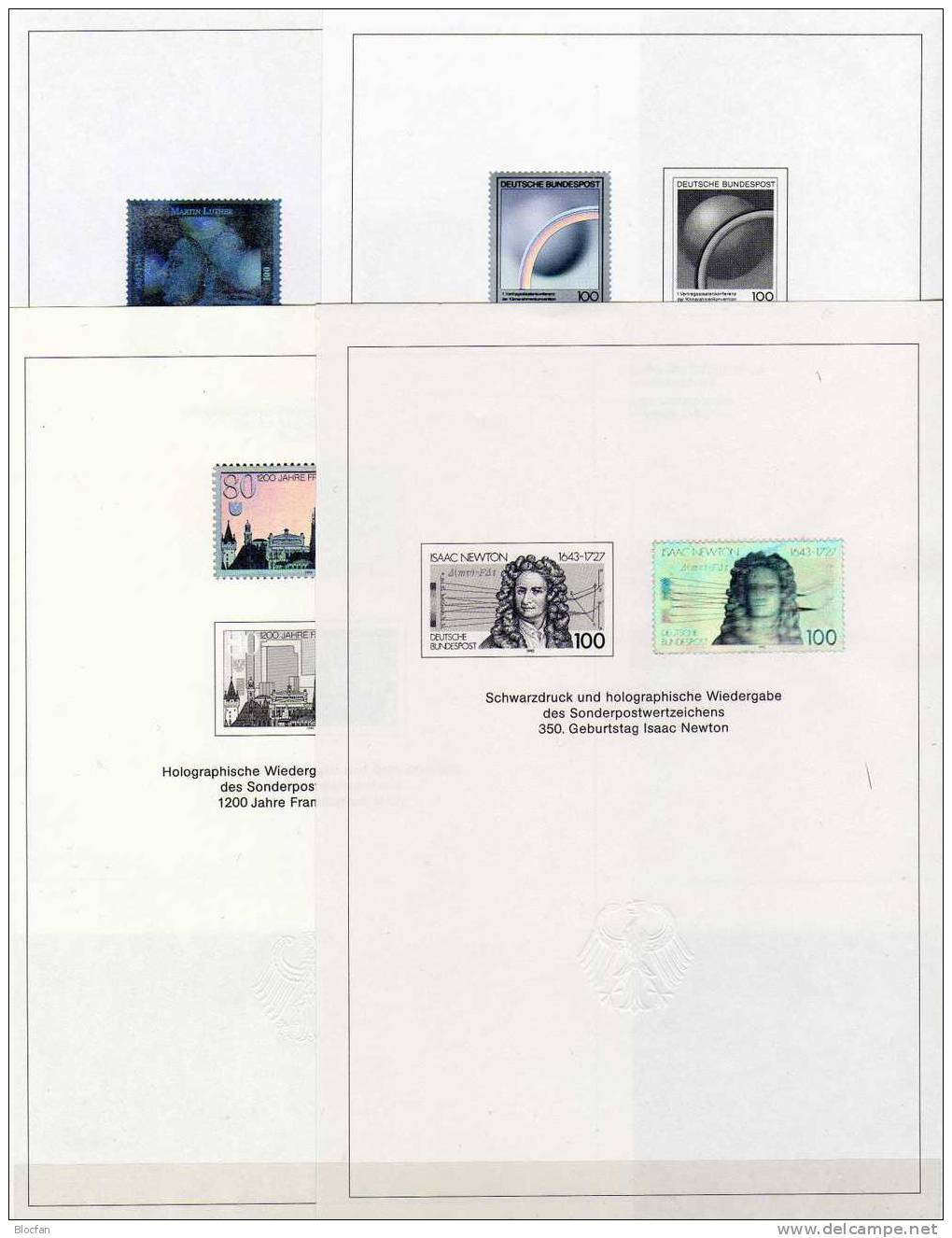 Komplett Hologramm-Marken Der BRD-Jahresblocks 1993 Bis 1996 ** 340€ Blocchi Bf Topic Bloc Black Print Sheet Of Germany - Hologrammes