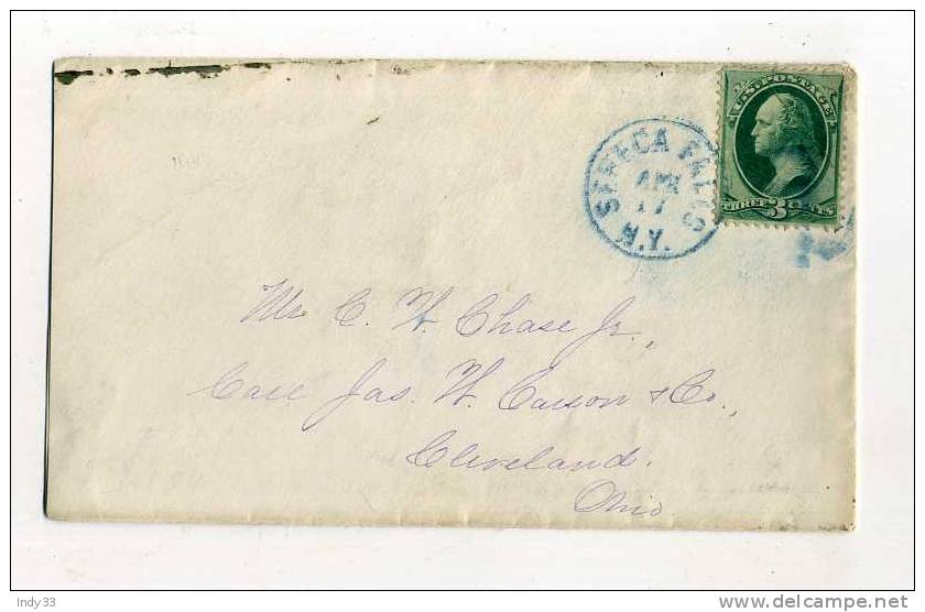 - ETATS UNIS 1847/99 . AFFRANCHISSEMENT SIMPLE SUR ENVELOPPE .CACHET BLEU . - Lettres & Documents