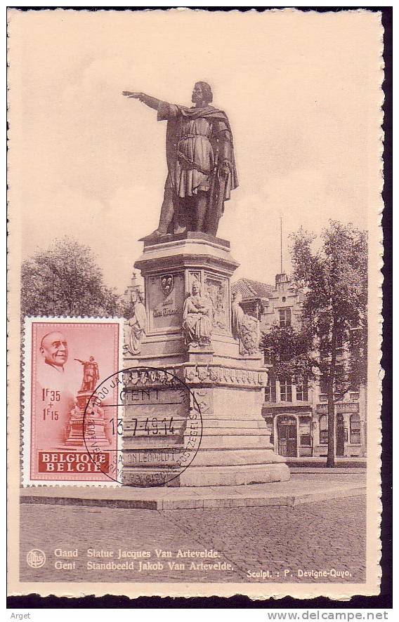 Carte Maximum BELGIQUE (Monument Anseele) N°Yvert 783 Obl Sp 13.7.49 Gand - 1934-1951