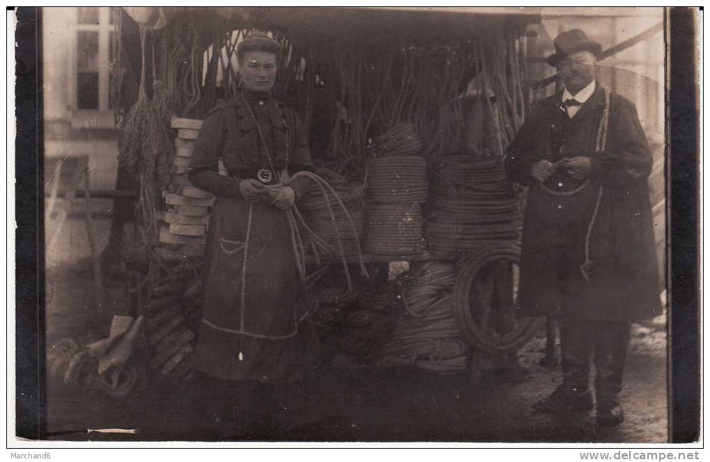 Vendée Les Essarts Mr Et Mme Albert Gustave Cordier Fabrique De Cordes Route De La Gare De 1908 A 1918 Carte Photo - Les Essarts