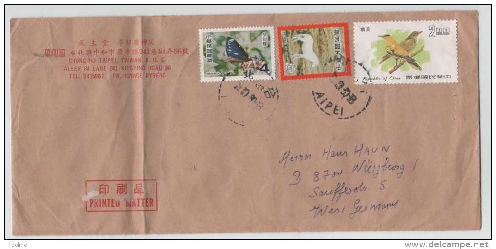 China Cover Sent To Germany Stamped With A Butterfly. Birds And A Horse Stamp - Omslagen