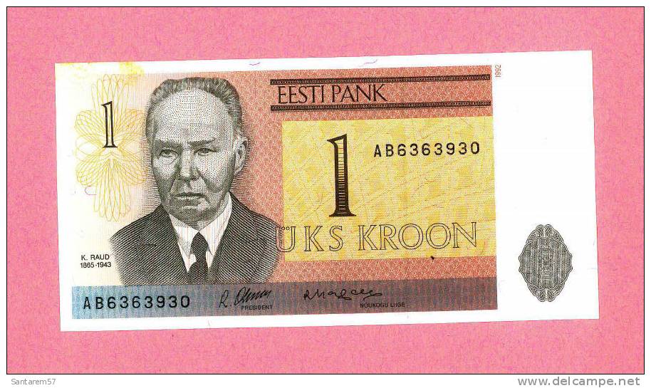 Billet De Banque Nota Banknote Bill 1 UKS KROON ESTONIE ESTONIA - Estland