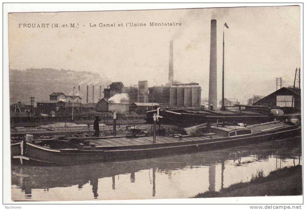 Carte Postale Frouart Le Canal Et L'Usine Montataire Péniche - Frouard