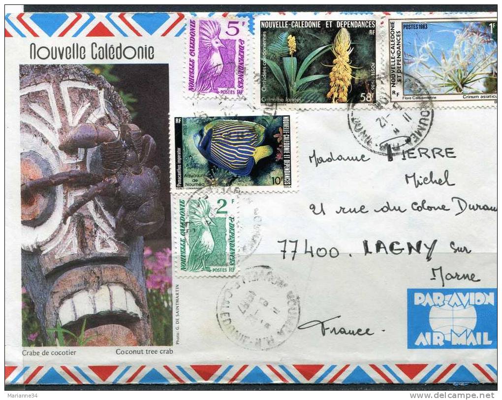 Nouvelle Calédonie-lettre Illustrée (crabe De Cocotier)avec Timbres YT 492,495,512,521,469 - Covers & Documents