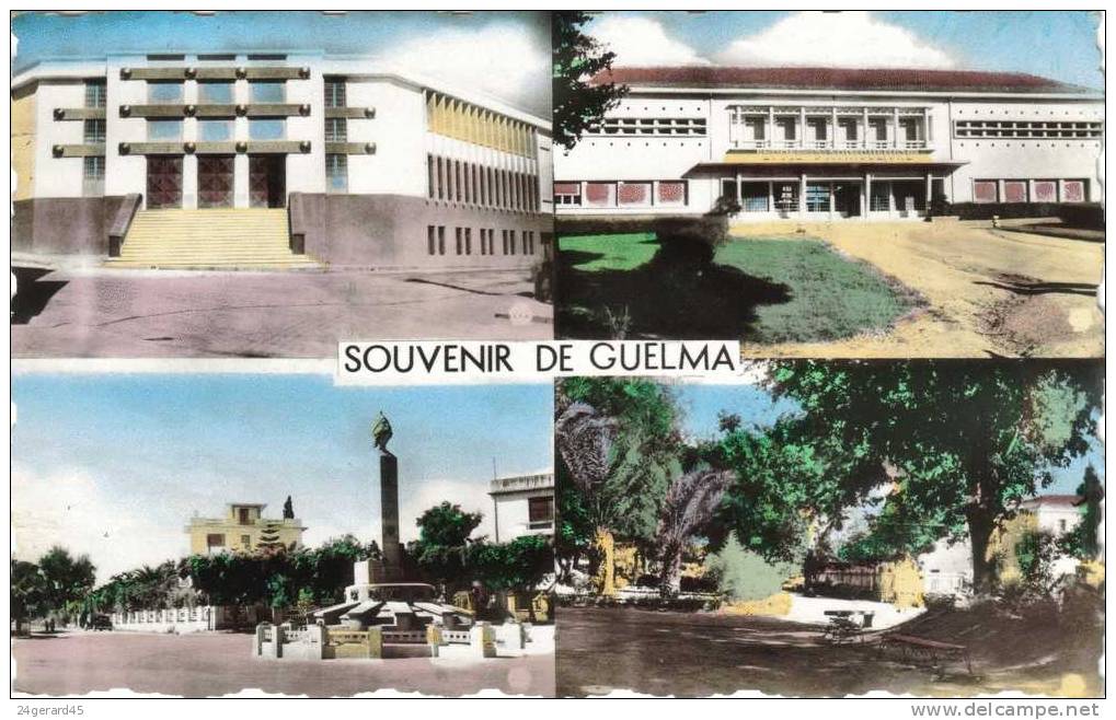 CPSM GUELMA (Algérie) - Souvenir De Guelma 4 Vues (monument Place....) - Guelma