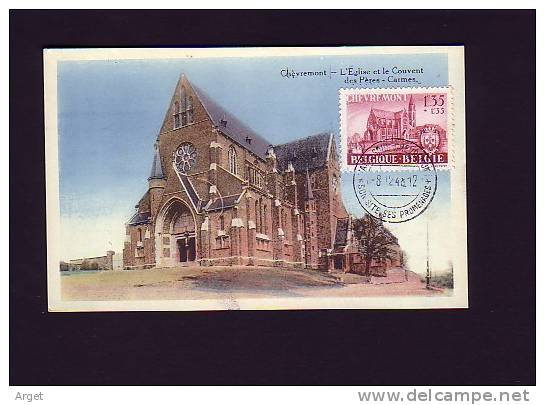 Carte Maximum BELGIQUE  N°Yvert 778 (Eglise De Chèvremont) Obl Sp Vaux Sous Chèvremont  8.12.48 - 1934-1951