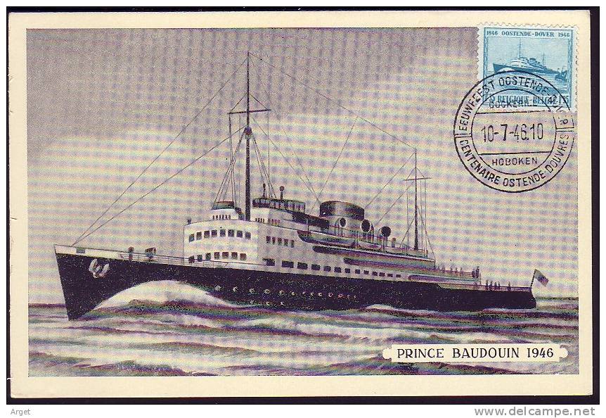 Carte Maximum BELGIQUE  N°Yvert 725 à 727 (Navires - 3 Cartes) Obl 10.7.46 - 1934-1951