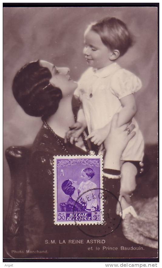 Carte Maximum BELGIQUE  N°Yvert 450 (Reine Astrid) Obl 6.7.37 - 1934-1951