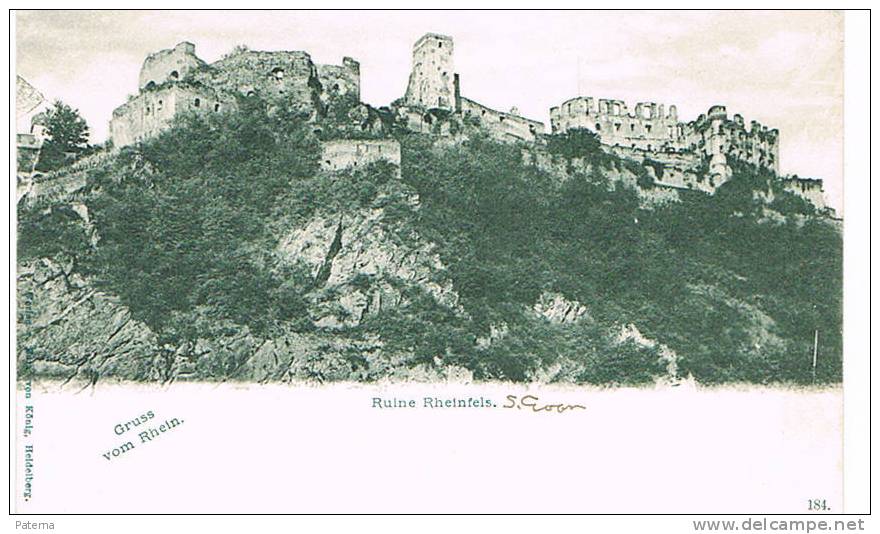 RUINE RHEINFELS , ( Alemania) Post Card,Castillo - St. Goar