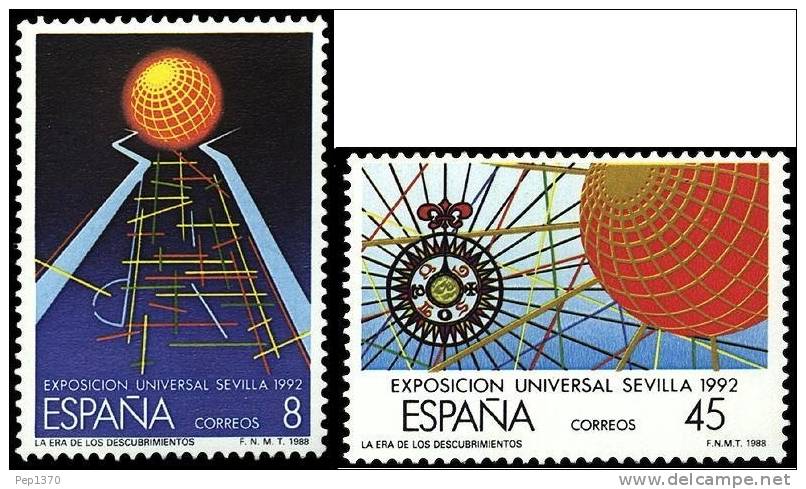 ESPAÑA 1988 - EXPOSICION UNIVERSAL DE SEVILLA EXPO´92 - Edifil 2939-40 - Yvert 2553-2554 - Sterrenkunde