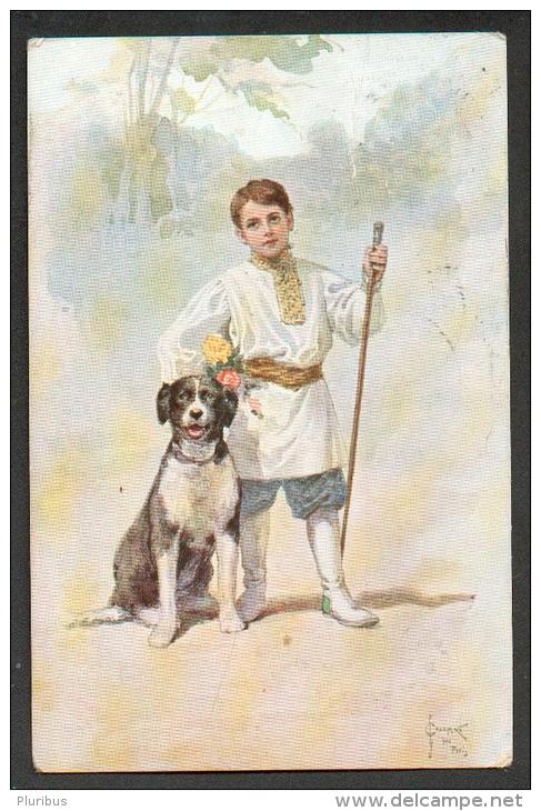 IMP. RUSSIA RUSSIAN BOY WITH THE DOG, FRIENDS SIGNED SOLOMKO, USED 1911 - Solomko, S.