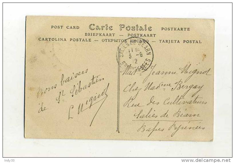 - ESPAGNE . AFFRANCHISSEMENT SIMPLE SUR CP DE 1912 POUR LA FRANCE . - Covers & Documents