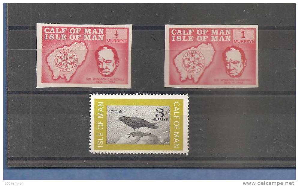 GREAT BRITAIN - LOCAL STAMPS - ISLE OF MAN CHERCHILL IMPERF AND BIRD FAUNA ANIMALS 3 MINT STAMPS - Local Issues