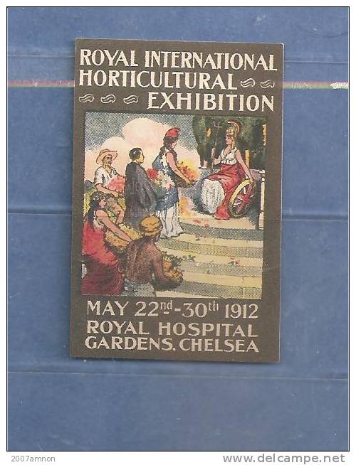 GREAT BRITAIN - LOCAL STAMPS - RARE 1912 LABEL ROYAL INT. HORTICULTURAL EXHIBITION - ROYAL HOSPITAL GARDENS - Local Issues