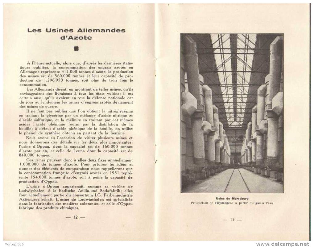 Fascicule De L’Accord Franco-Allemand Sur Les Engrais Azotés Synthétique De 1932 - Rechts