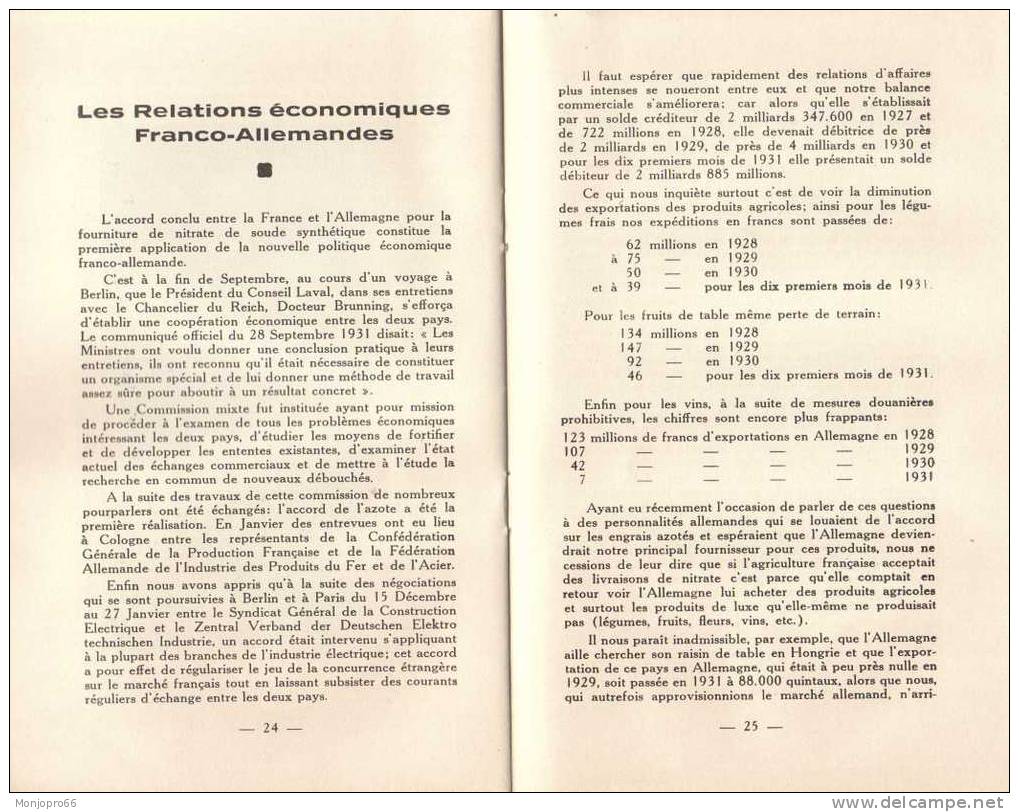 Fascicule De L’Accord Franco-Allemand Sur Les Engrais Azotés Synthétique De 1932 - Rechts