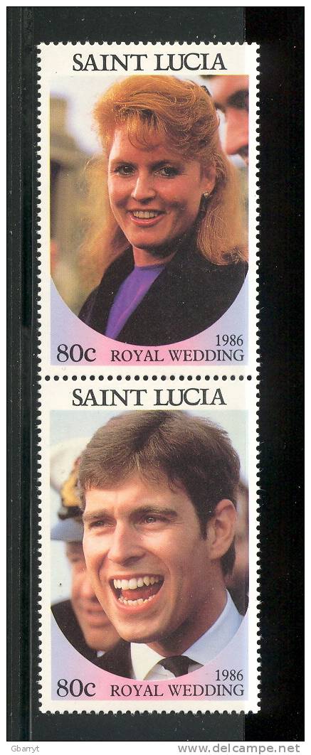 St Lucia Scott # 839 - 840 MNH VF Complete. Prince Andrew, Sarah Ferguson - St.Lucie (1979-...)