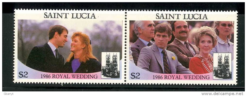 St Lucia Scott # 839 - 840 MNH VF Complete. Prince Andrew, Sarah Ferguson - St.Lucia (1979-...)