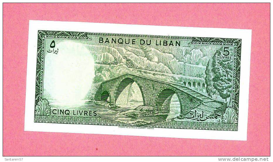 Billet De Banque Nota Banknote Bill 5 Cinq Livres LIBAN LEBANON - Liban