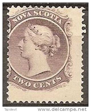 NOVA SCOTIA - 1860 2c Queen Victoria. Scott 9. Mint Hinged * - Unused Stamps