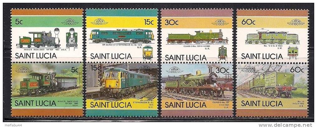 St. Lucia      Locomotive      Set    SC# 807-14 MNH** - St.Lucia (1979-...)