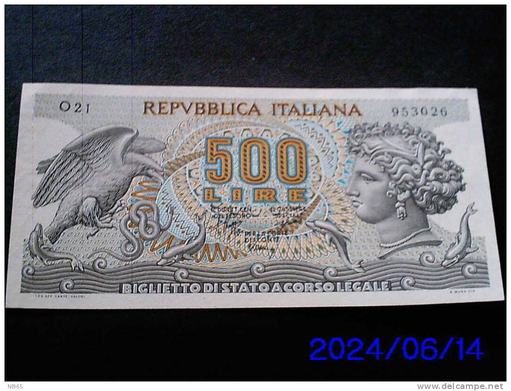 REPUBBLICA ITALIANA - ARETUSA - LIRE 500 ANNO  23/02/1970 - VIAGGIO /GUBBIO/MARESCA - 500 Liras