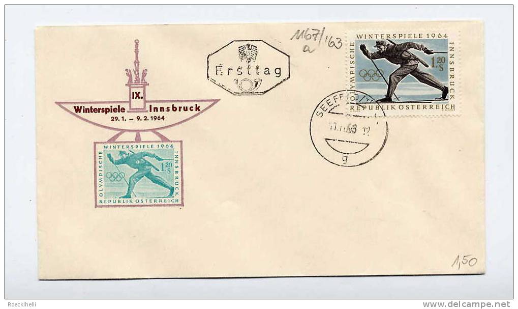 FDC 1167 -  11.11.63 -  OT Seefeld - IX. Olymp. Winterspiele Innsb. - S. Scan  (FDC 1167a) - Covers & Documents