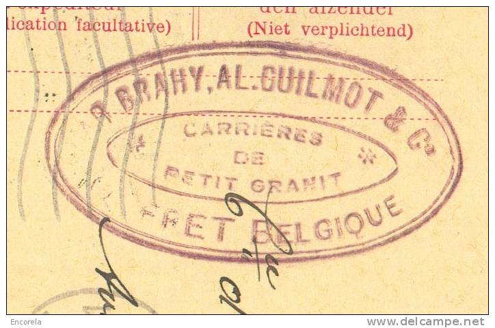EP Carte 10 Cent. Casqué Obl. Sc OUFFET 16-VI-1920 BRAHY AL. GUILMOT Carrières De Petit Granit à Ouffet Vers Liège - 509 - Tarjetas 1909-1934