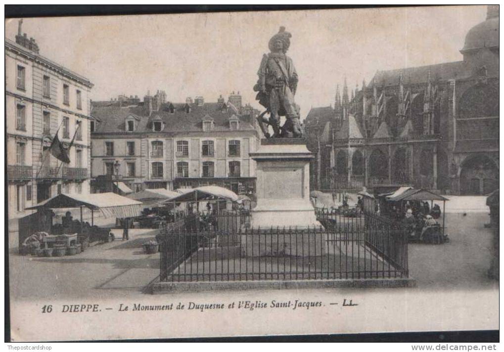 CPA FRANCE 76  DIEPPE No.16  LE MONUMENT DE DUQUESNE ET L'EGLISE SAINT-JACQUES LOUIS LEVY LL - Dieppe