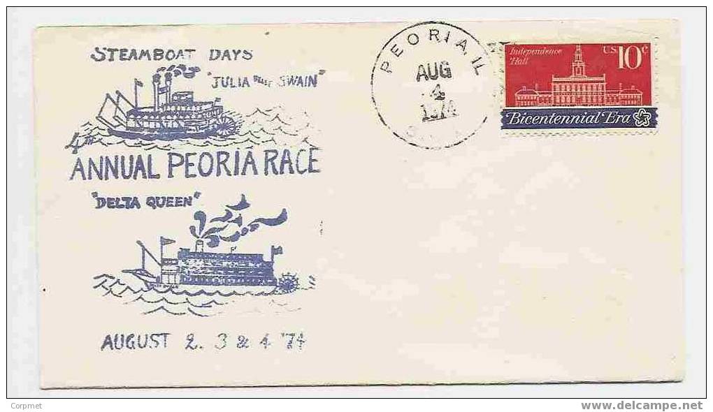 US - VF ANNUAL PEORIA STEAMBOAT RACE - VF 1974 CACHETED PEORIACOVER - Marittimi