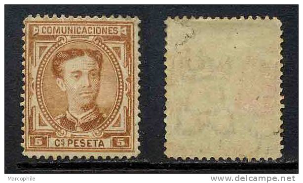 ESPAGNE / 1876 ALPHONSE XII # 163 -  5 C. Bistre * / COTE 11.00 EUROS - Unused Stamps