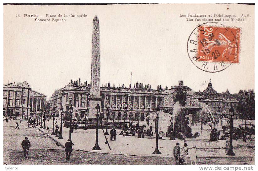 2542  PARIS  Place De La Concorde  Circulée 1929 - Enseignement, Ecoles Et Universités