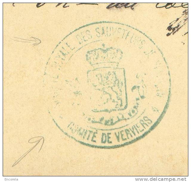 EP Carte 5 Cent. Vert Obl. Sc VERVIERS (STATION) 8 Mai 1883 Vers La Ville - Verso : Cachet SOCIETE ROYALE DES SAUVETEURS - Cartes Postales 1871-1909