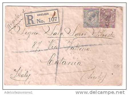 34010)lettera Con 2 E 1/2 +3penni + Annullo Da Chelsea A Catania Il 25-3-1925 - Brieven En Documenten