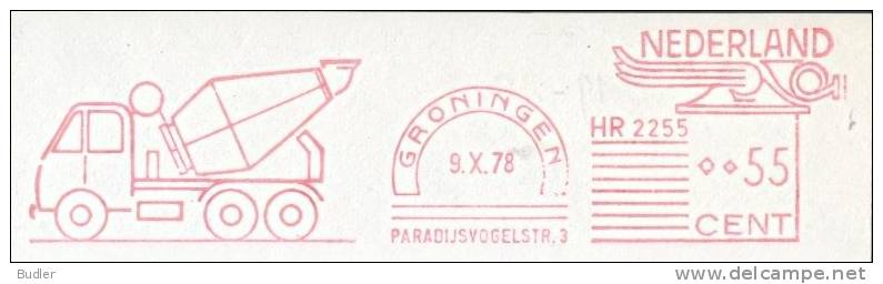 NEDERLAND : 1978 : Red Postal Metermark On Fragment:TRANSPORT,CAMION,POIDS LOURD,TRUCK,BETON-MIXER,BETON Prêt à L’Emploi - Camion